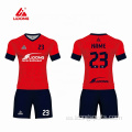 Jersey de fútbol de fútbol negro y rojo personalizado